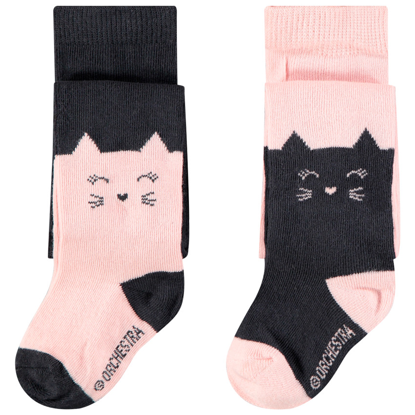 Lot de 2 collants épais motif chat 