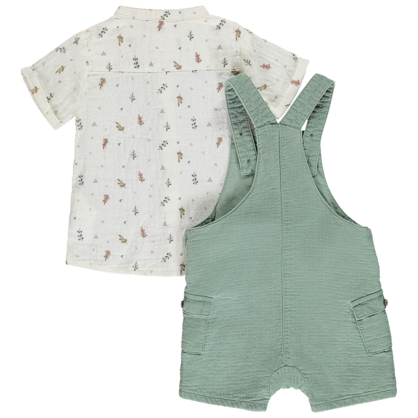 Set van 2 stuks met geborduurde salopette voor baby jongen 