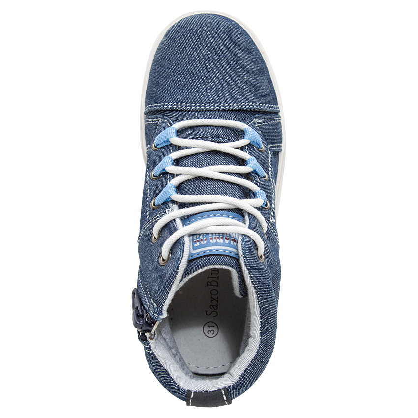 Bottillons effet jeans à lacets et zip du 28 au 35 