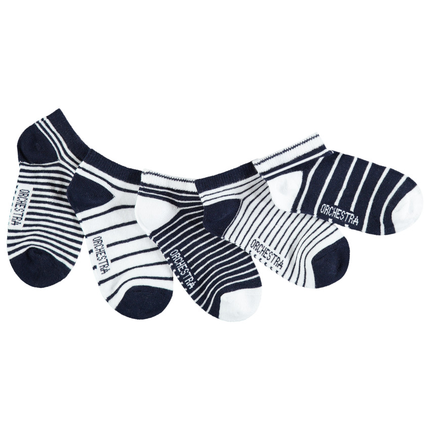 Set van 5 paren van korte gestreepte sokken 