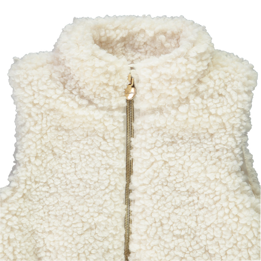 Gilet sans manches en sherpa effet mouton avec ceinture pour fille 