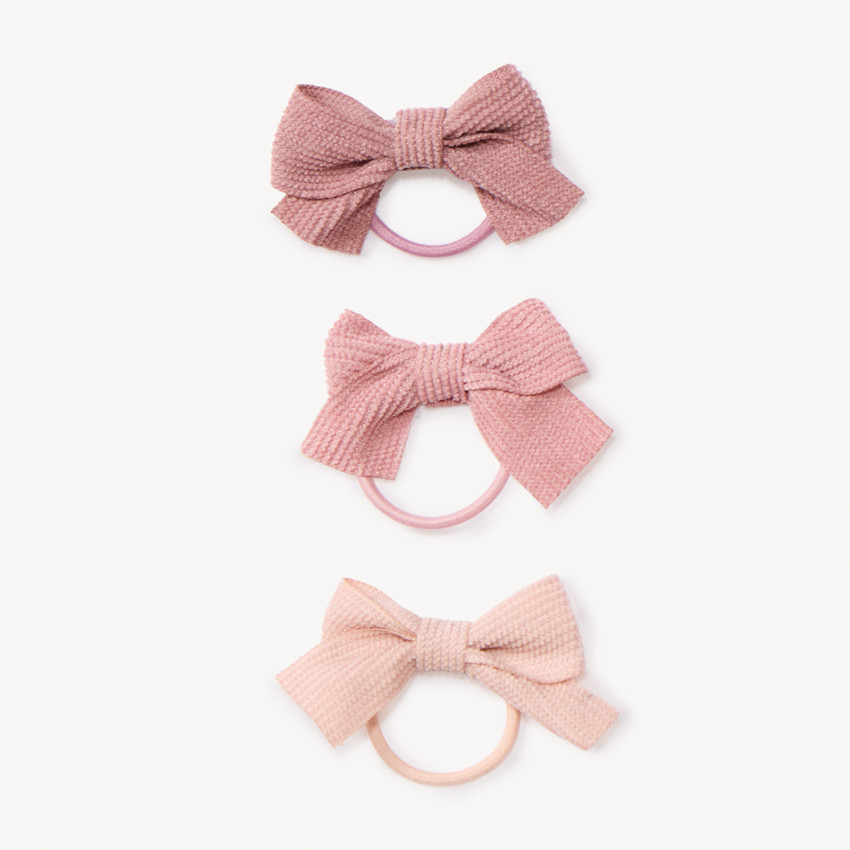 Set van 3 katoenachtige elastieken met strik voor meisjes 