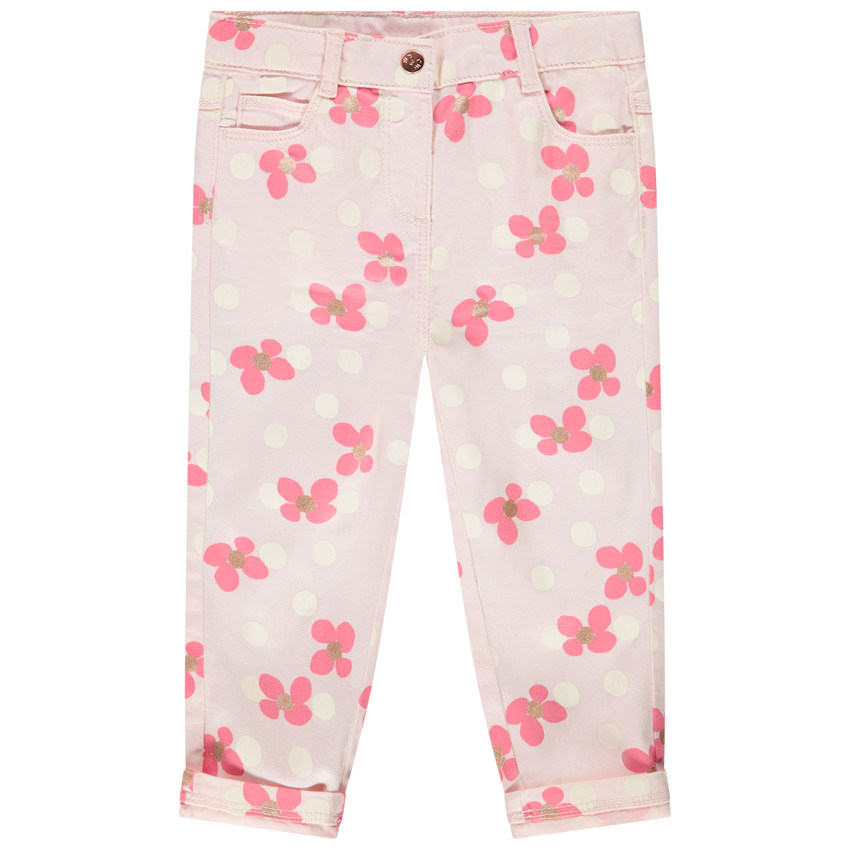 Slim twill broek met fantasieprint voor baby meisjes 