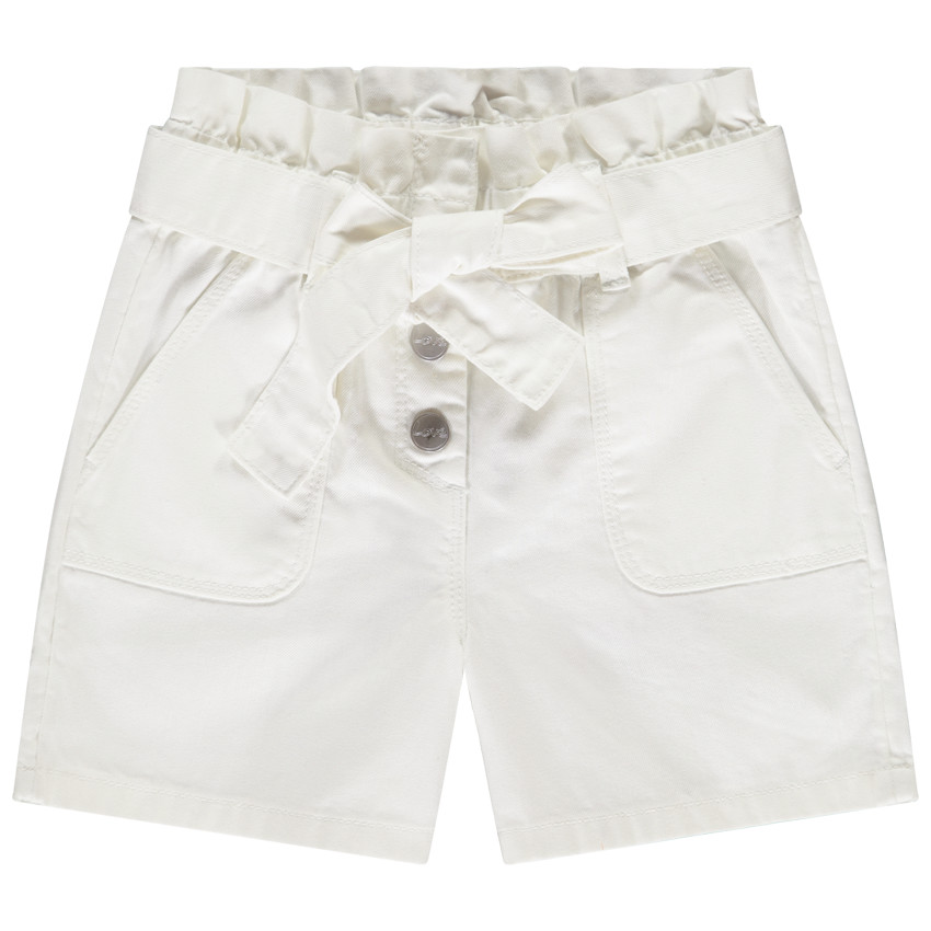 Short paperbag en twill avec ceinture à nouer fille 