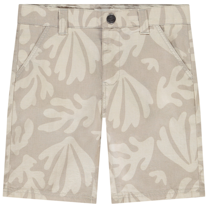 Bermuda fantaisie en toile imprimée feuillages pour garçon  