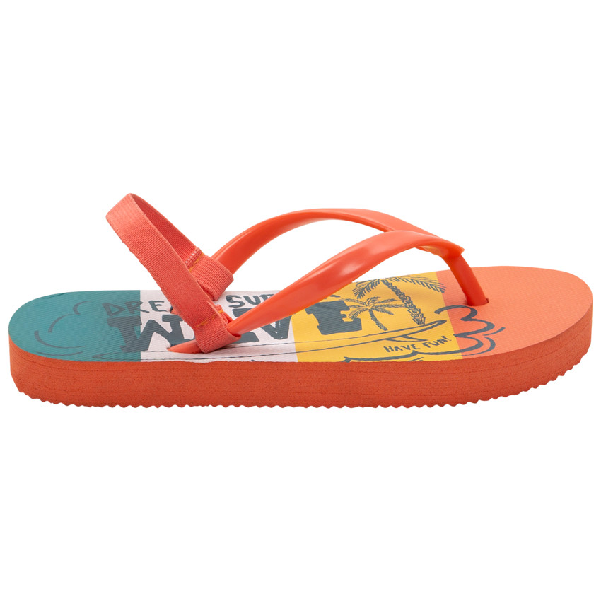 Oranje fluo slippers met wave print voor jongens 