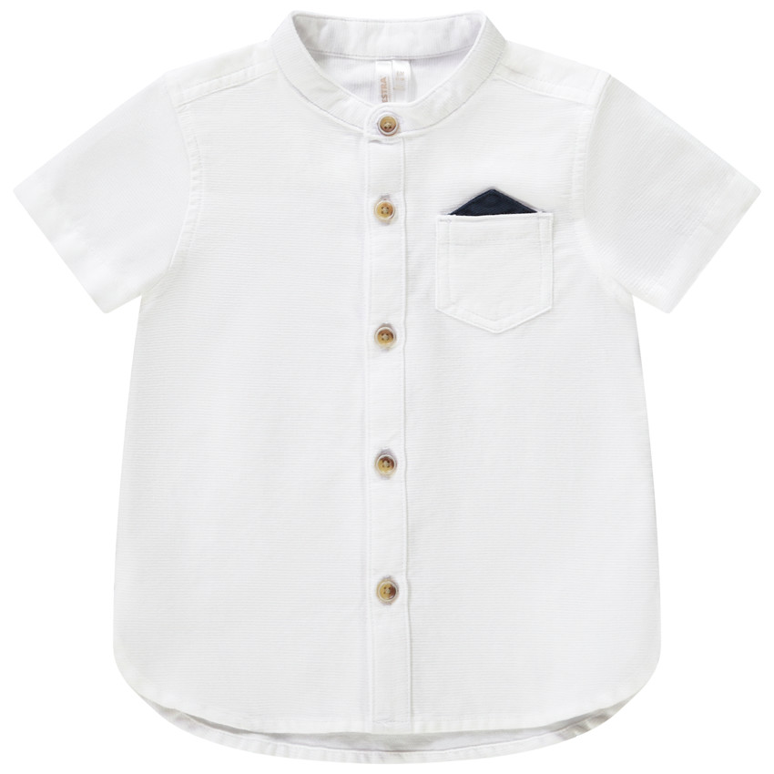 Chemise met korte mouwen en mao kraag met zakdoek voor baby jongen 