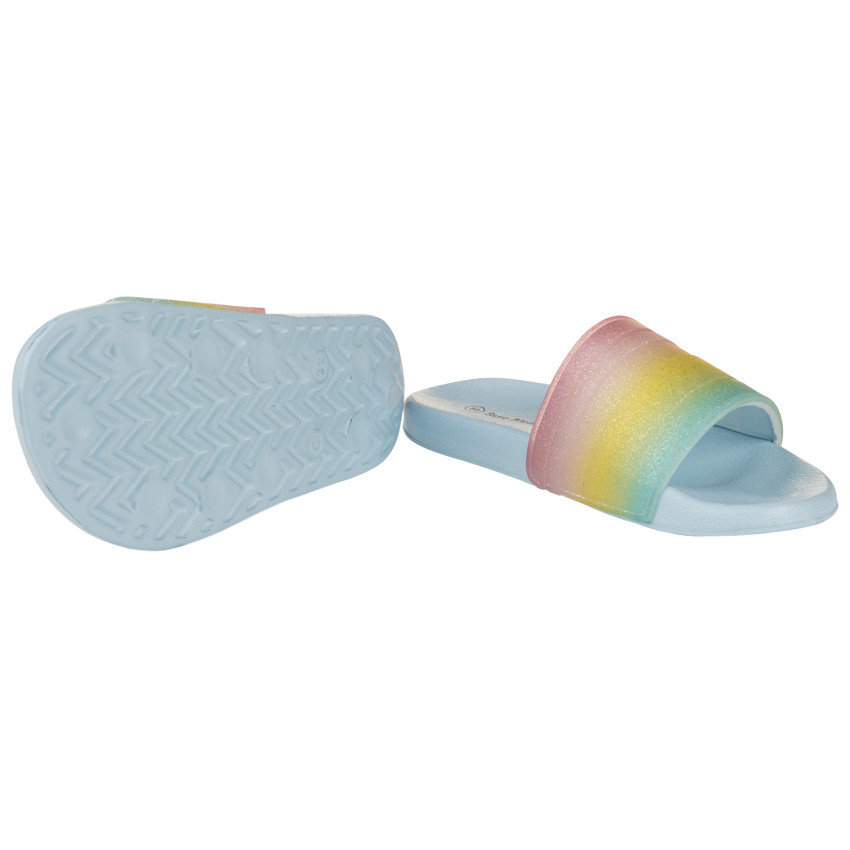 Claquettes arc-en-ciel pailletées pour fille avec lanière selon la pointure 
