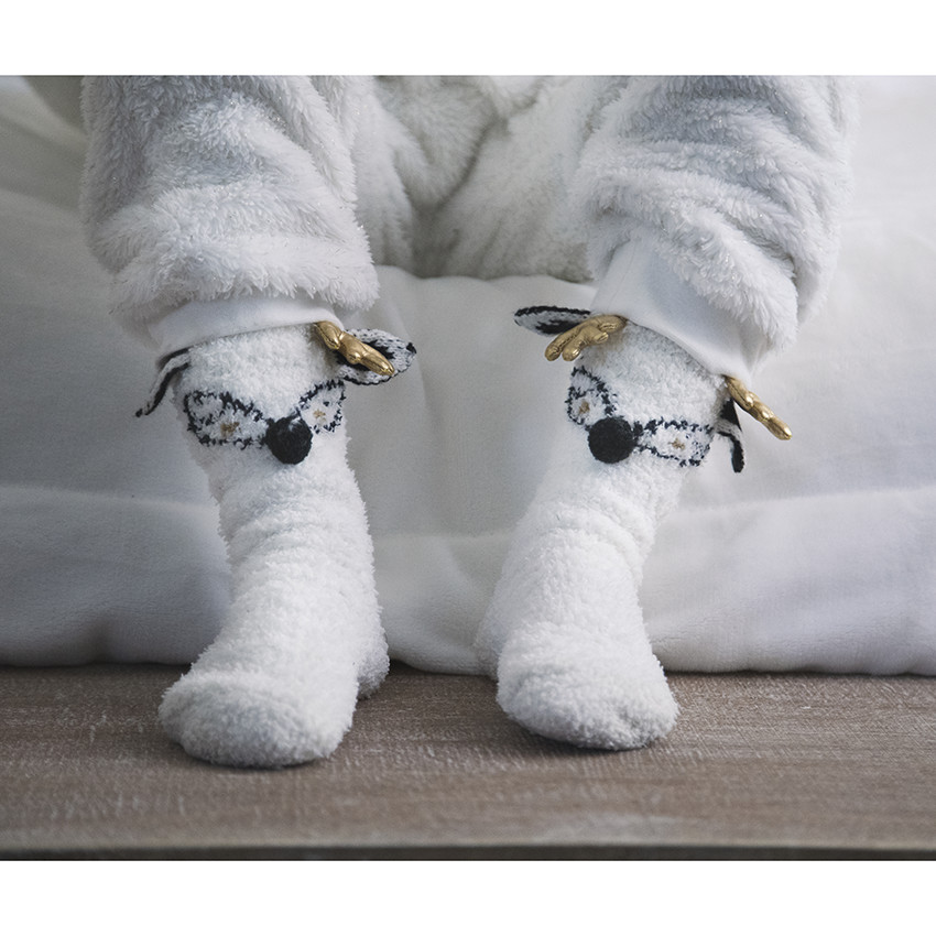 Lot de 2 paires de chaussettes antidérapantes esprit Noël pour enfant fille