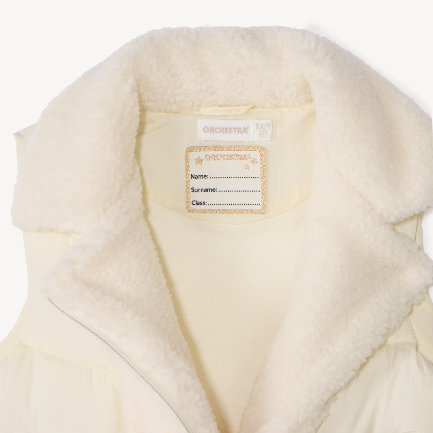 Doudoune sans manches bi-matière unie pour fille 