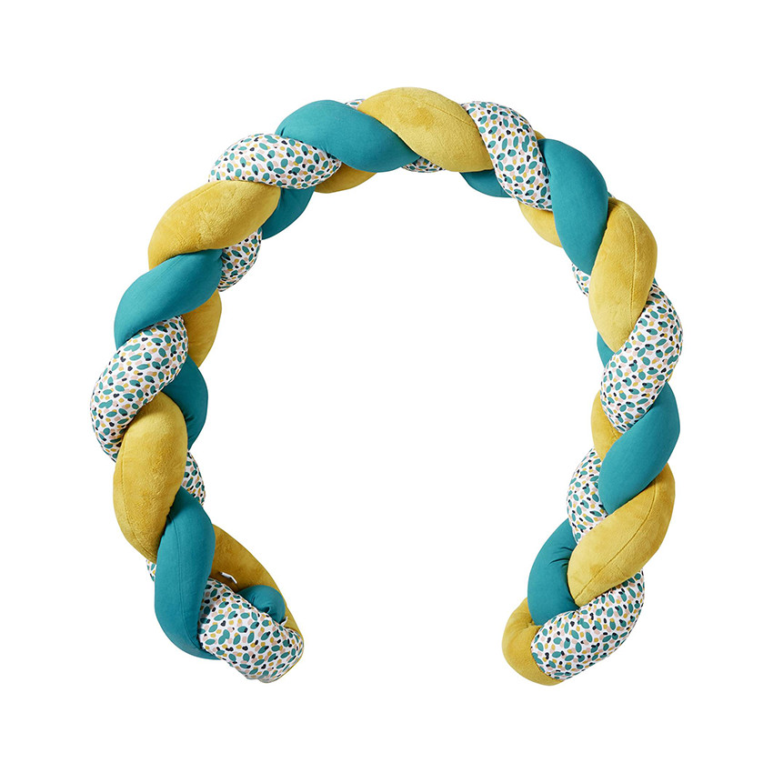 Tresse décorative ouatinée Baby Pop - Ocre / Blanc / Vert Emeraude 