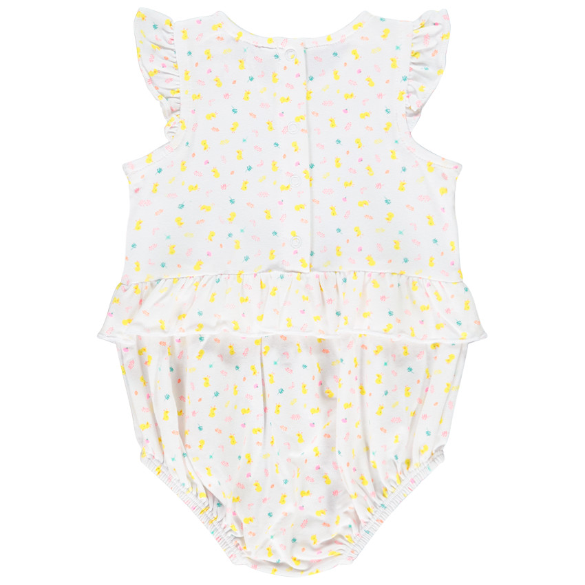 Combinaison courte imprimé poussins pour bébé fille 