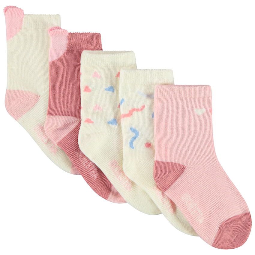 Lot de 5 paires de chaussettes à cœurs pour bébé fille 