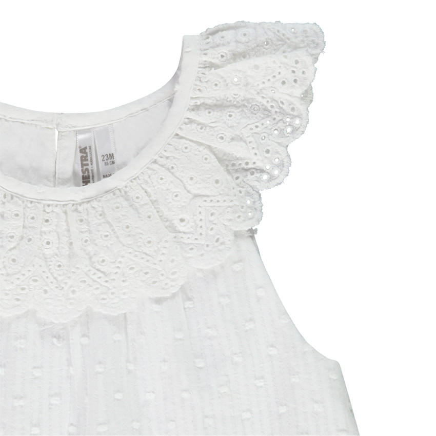 Tuniques in plumetis met kraag in Engels borduursel voor baby meisjes 