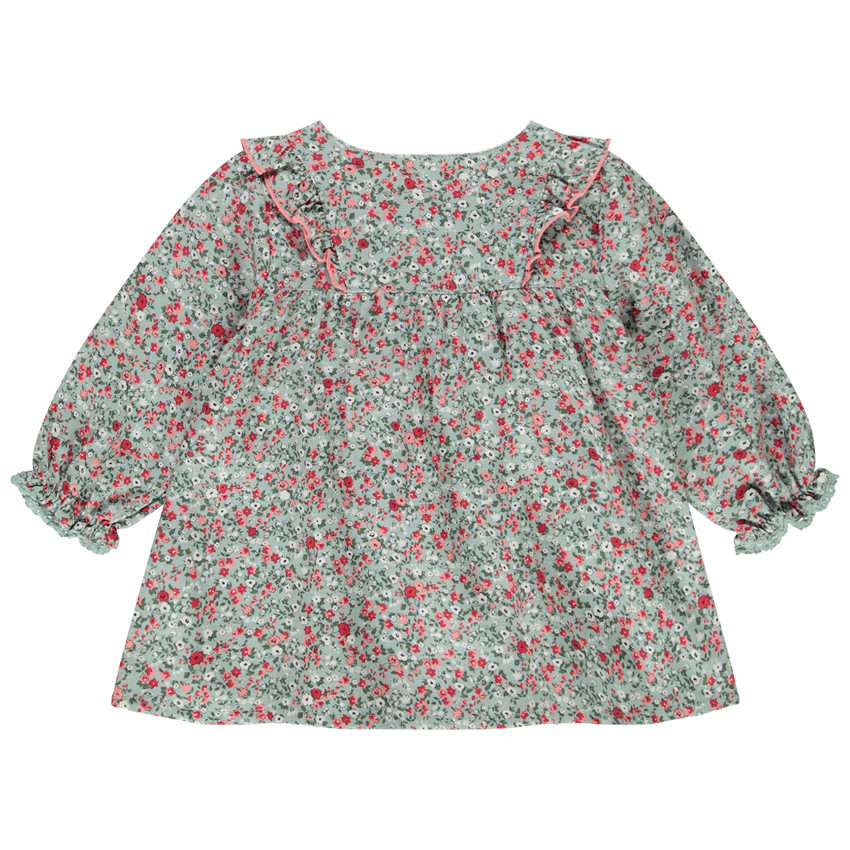Tunique en voile de coton et doublure en popeline imprimé fleuri pour bébé fille 