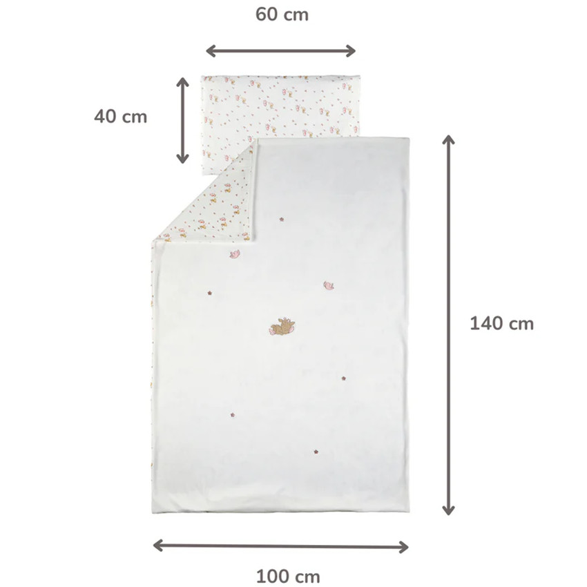 Housse de couette 100x140 cm + taie d'oreiller 40x60 cm - Velours - Fanfan - Blanc 