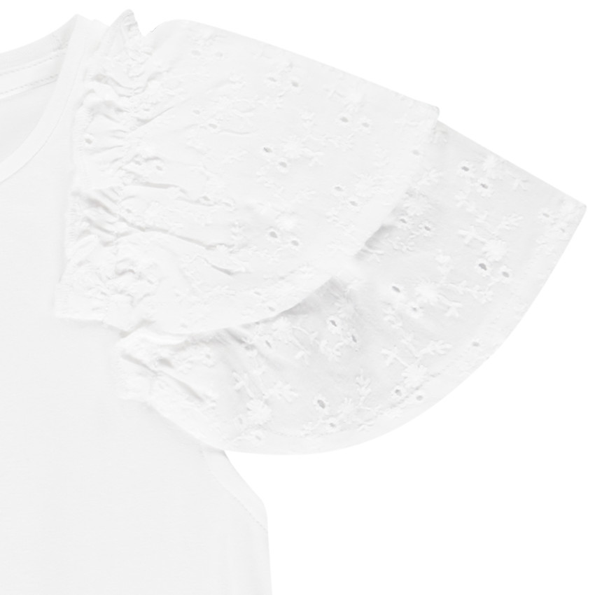 T-shirt manches courtes brodées et volantées pour fille 
