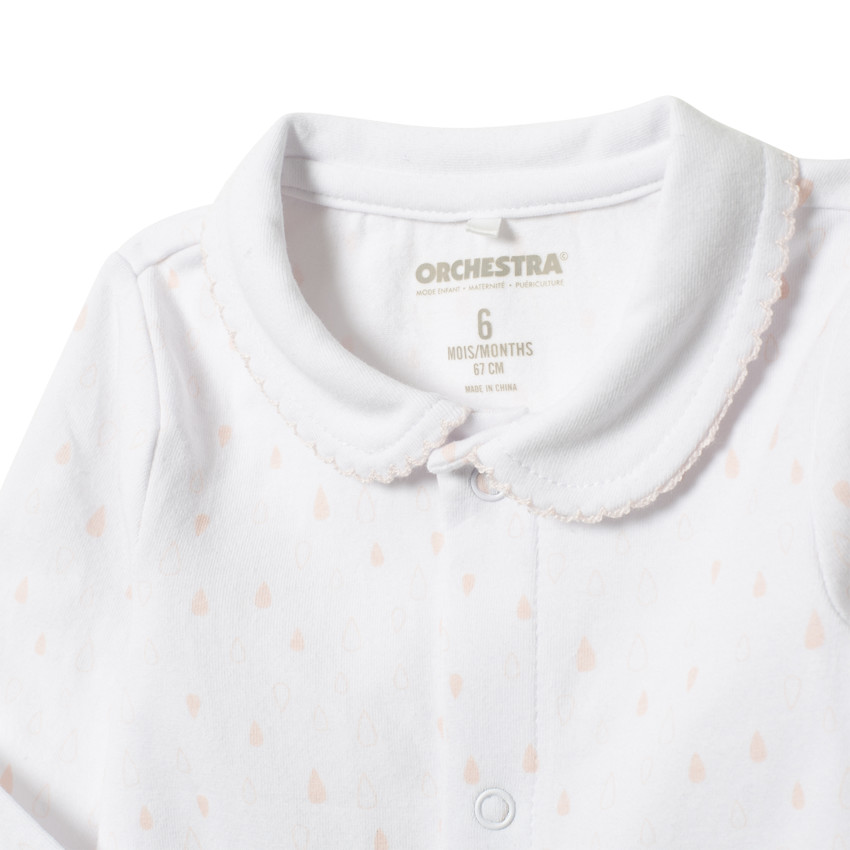 Body manches longues en coton à pois roses all-over 