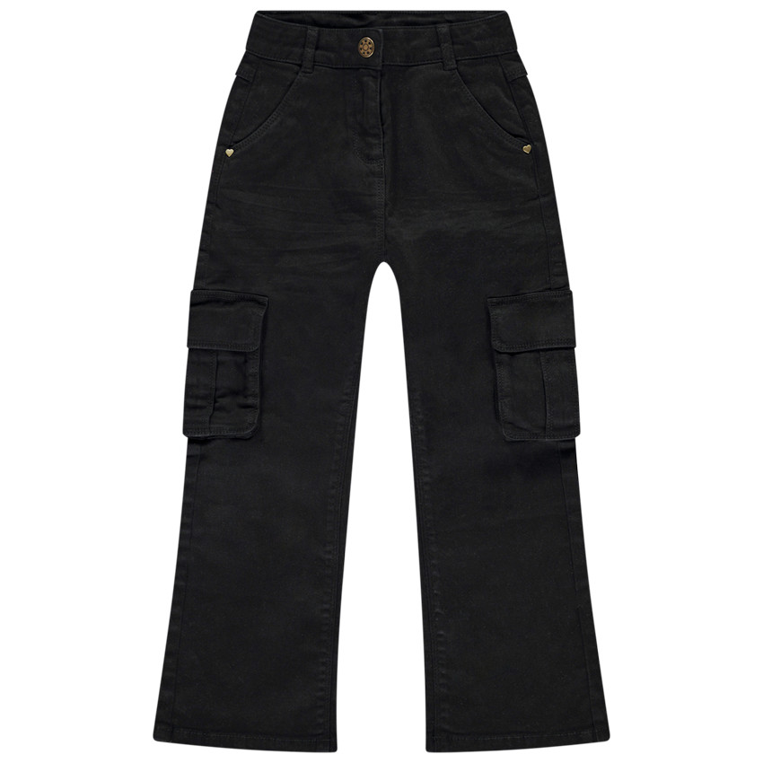 Jean en toile forme trompette et style cargo pour fille  