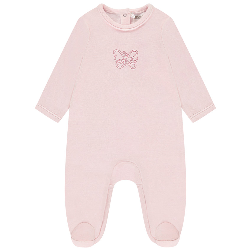Pyjama van fluweel met geborduurd patroon voor baby meisje 