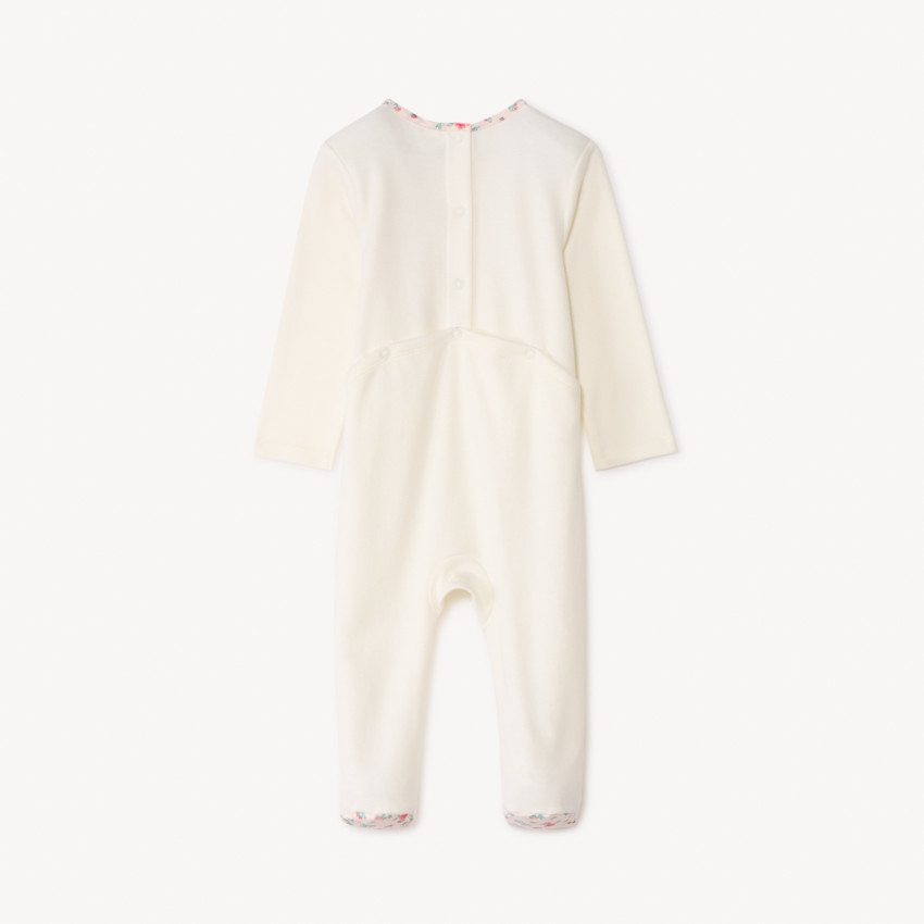 Dors-bien interlock avec plastron fleuri pour bébé fille 