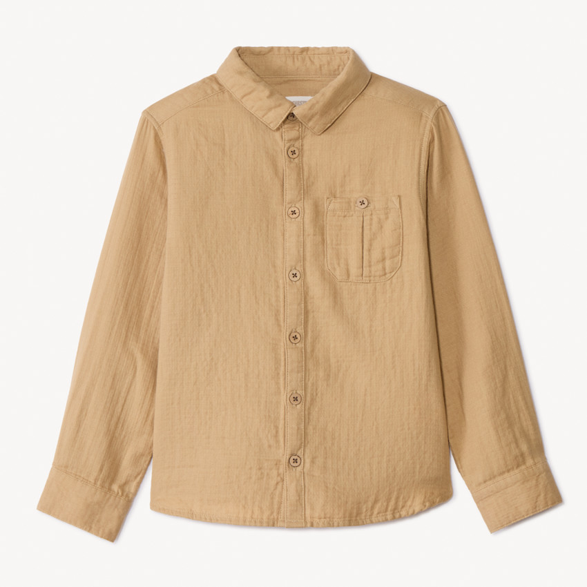 Chemise manches longues uni avec poche pour garçon 