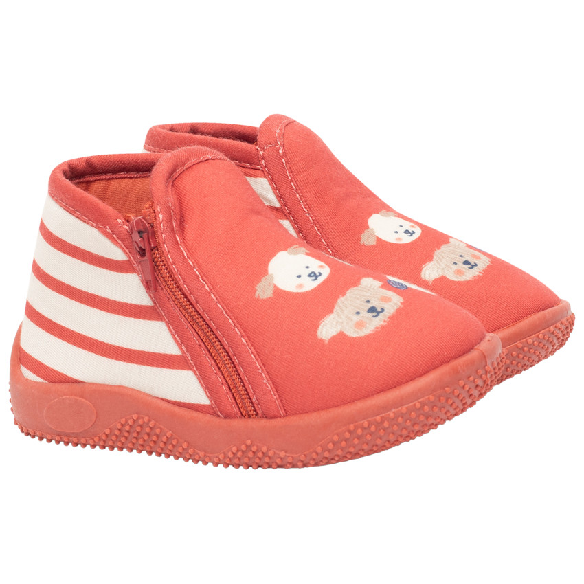 Chaussons bottillons print animaux et rayures pour bébé garçon 