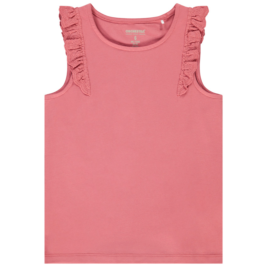 Débardeur à volants en broderie anglaise fille 