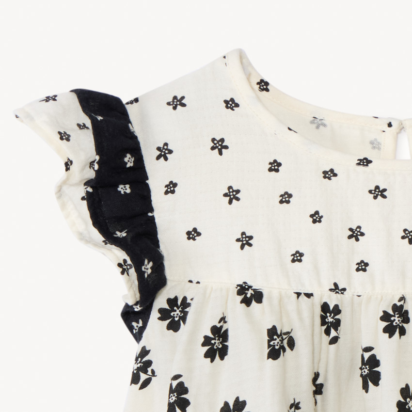 Tuniek met korte mouwen van gaas met bloemenprint voor meisjes 