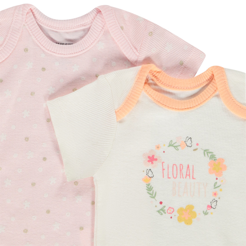 Lot de 5 bodies en côte fantaisie pour bébé fille 