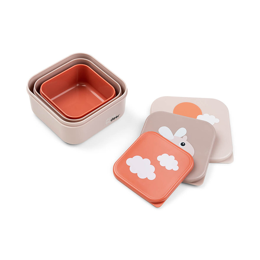 Snack-Lunchbox 3 stuks - Happy Clouds Roze 