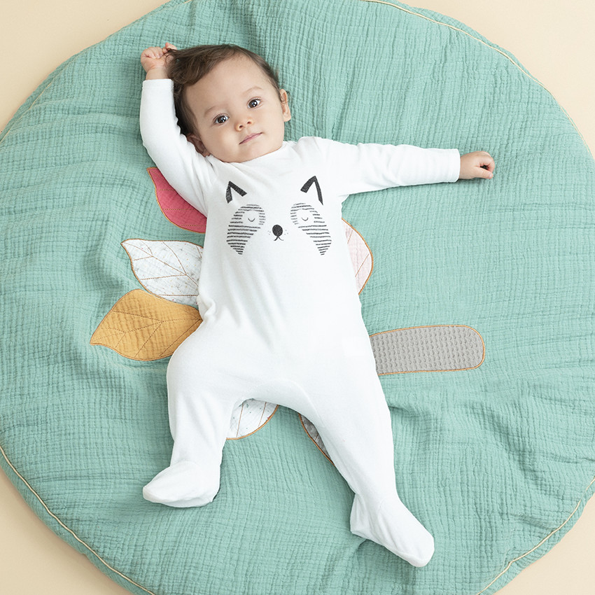 Dors-bien en velours blanc motif animal 