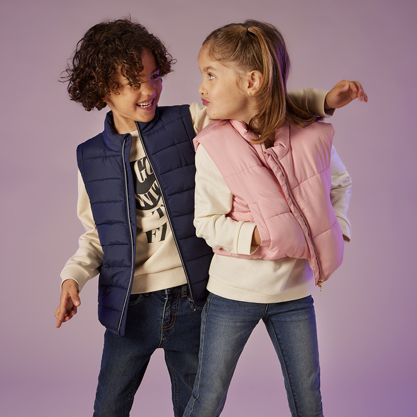 Doudoune sans manches effet satiné pour fille 