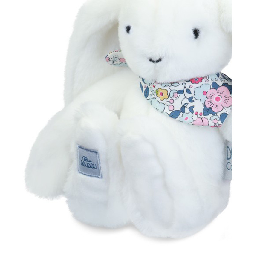 Peluche Lapin Fleurette 25cm Blanc 