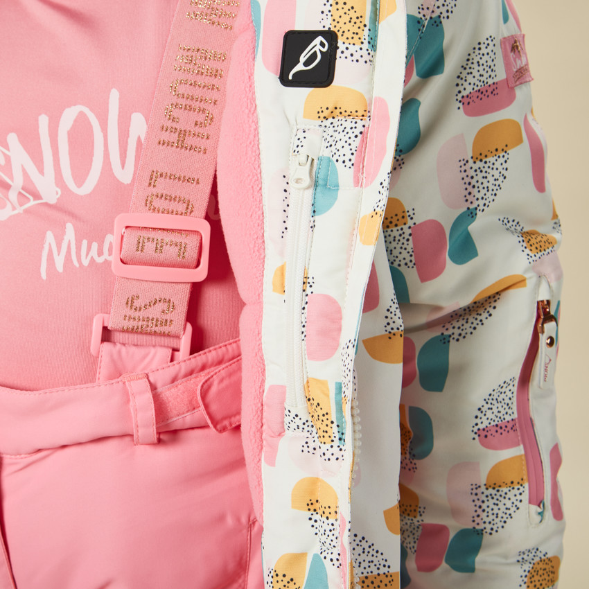 Blouson de ski à capuche amovible et imprimé graphique pour fille 