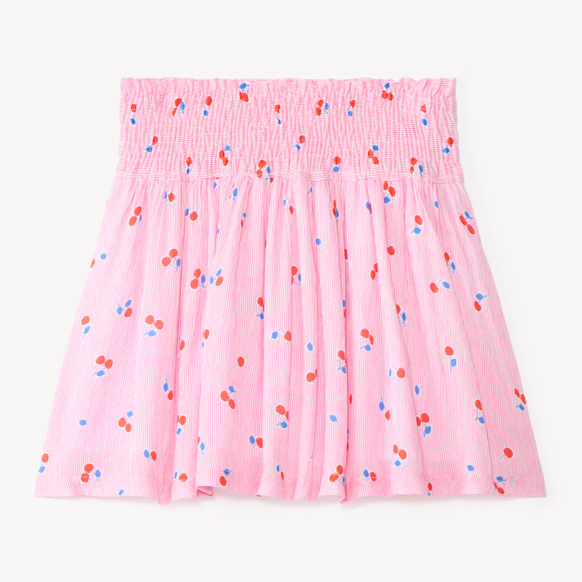 Jupe patineuse smockée imprimé cerises fille 