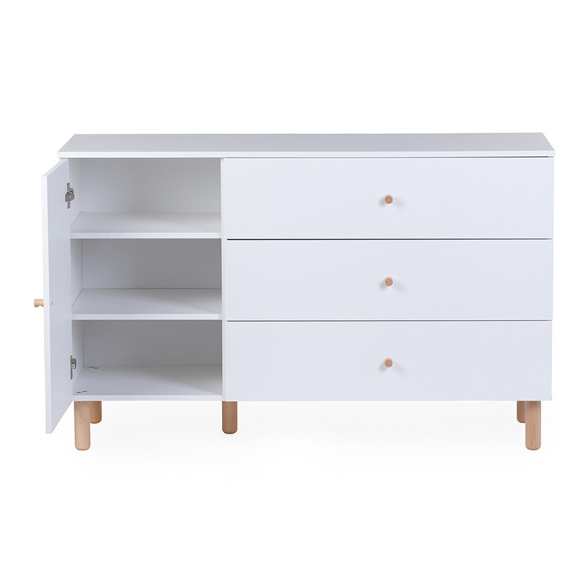 Commode à langer avec placard et 3 tiroirs Wonder White 