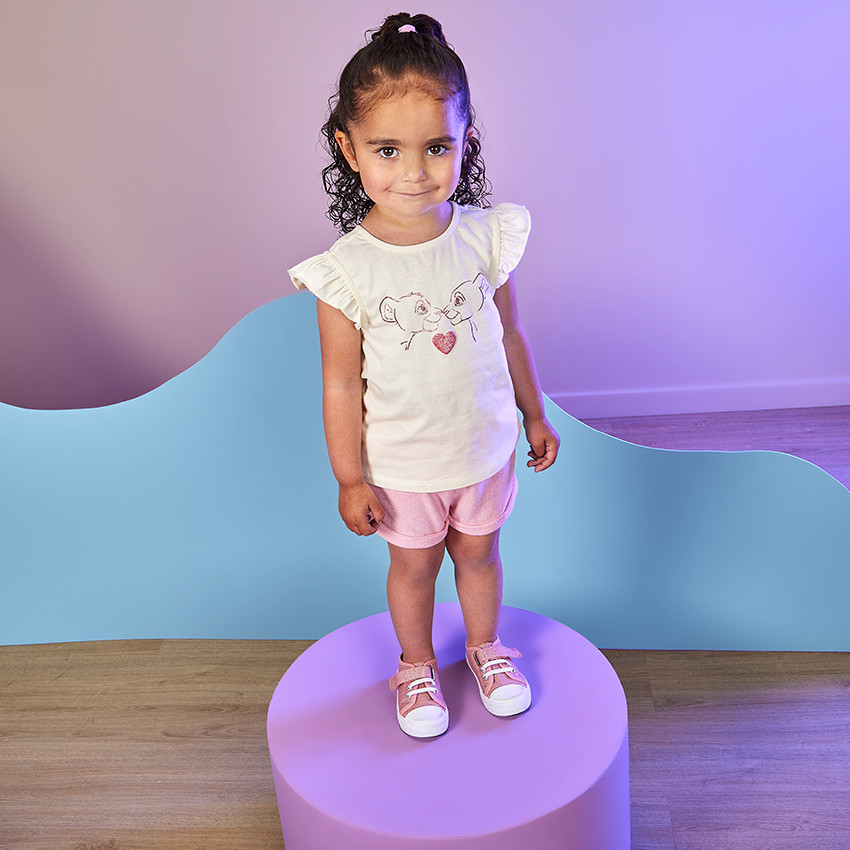 T-shirt korte mouwen print De Leeuwenkoning voor baby meisje 