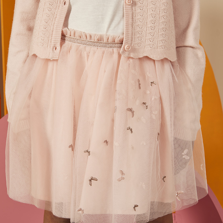 Gilet court en tricot ajouré pour fille 