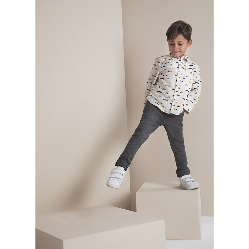 Slim fit jogging twill met crinkle-effect jongens 