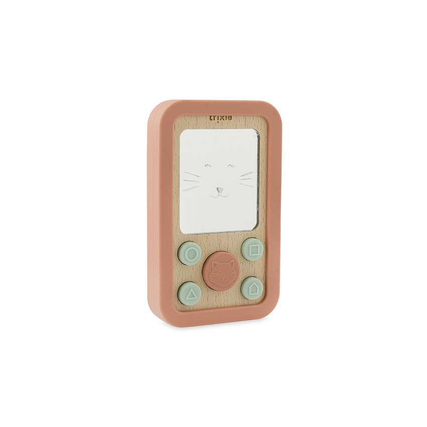 Téléphone en silicone et bois Mrs Cat  