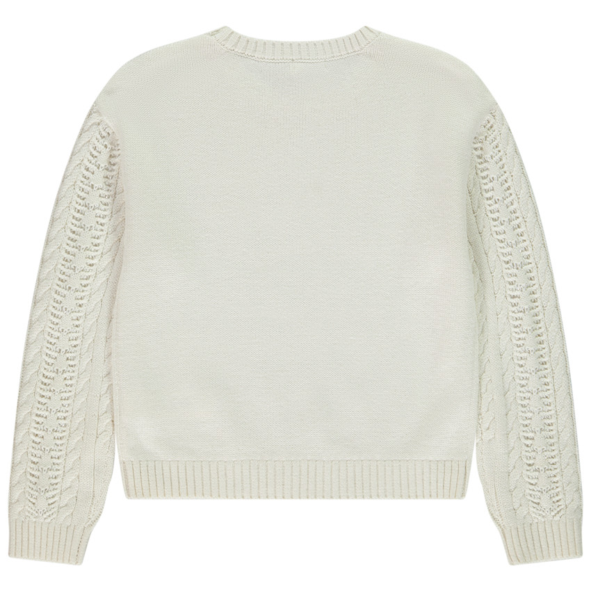 Pull en tricot avec manches ajourés et motif fantaisie pour fille 