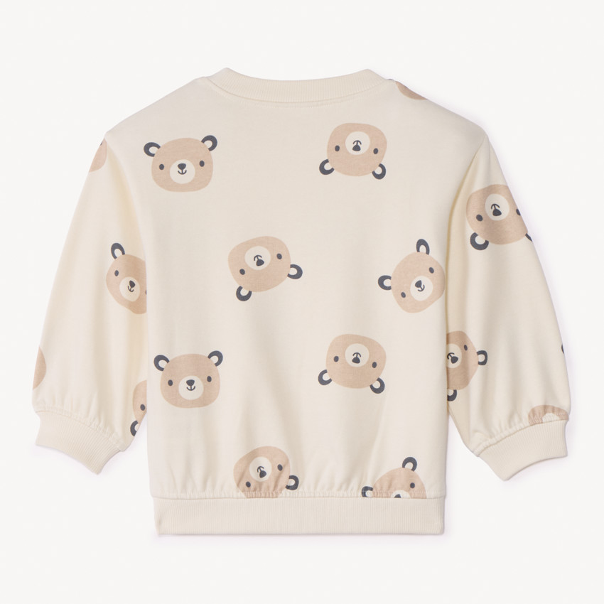Oversized fleece sweatshirt met berenprint voor baby