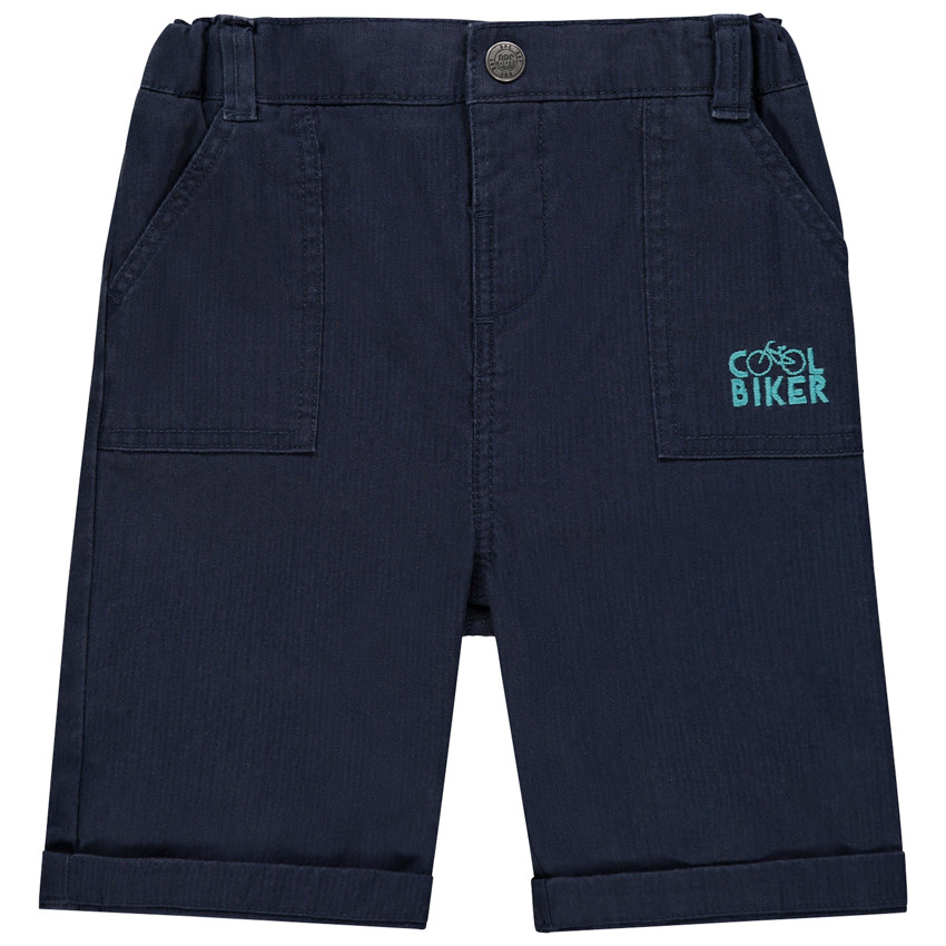 Linnen bermuda met borduursels in contrastkleur 