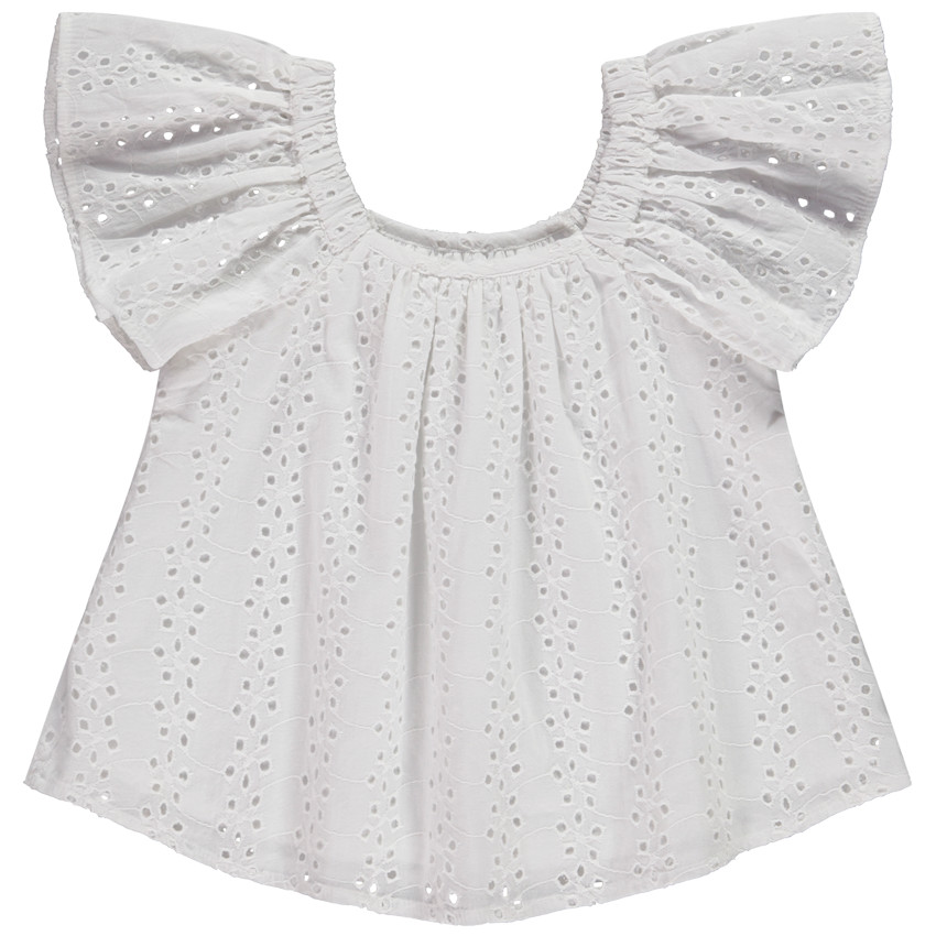 Top manches courtes en broderie anglaise pour fille 