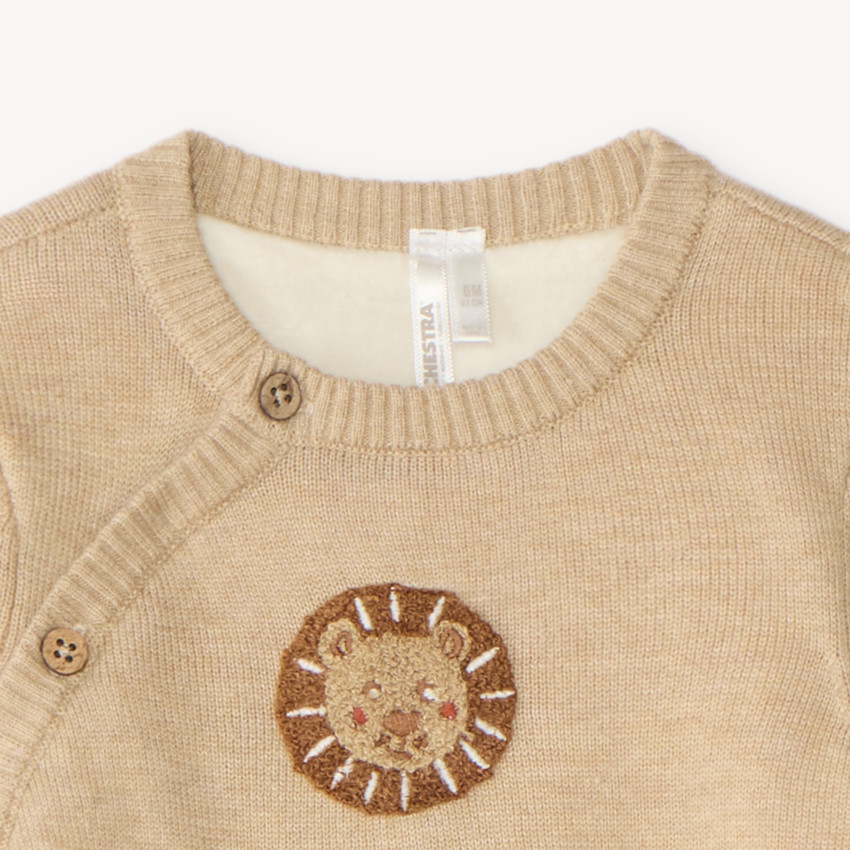 Tweedelige set met trui en broek voor babyjongen met leeuwenmotief 