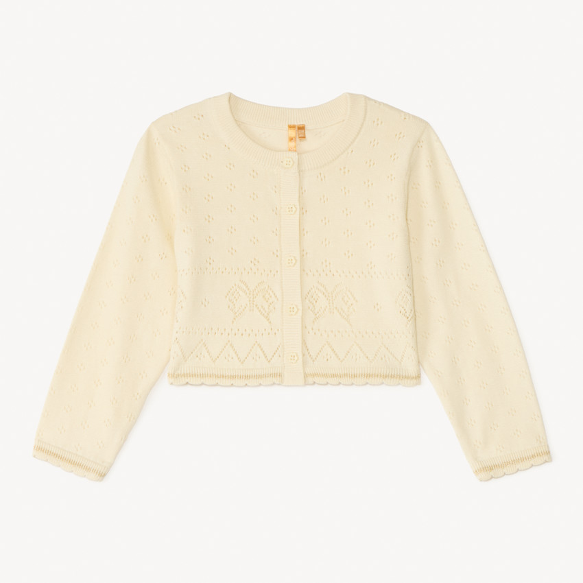 Ajuinen brei gilet met vlinders voor meisjesbaby's 