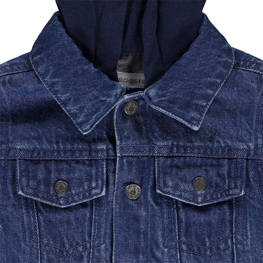 Jas van twee materialen met kap voor jongen van baby 