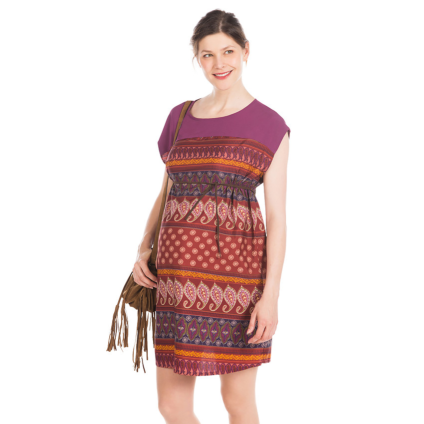 Korte mouwen jurk met cachemireprint 