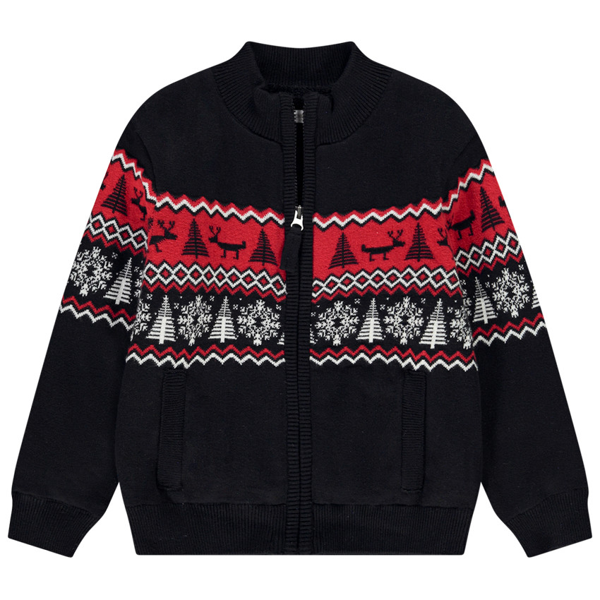 Gilet en tricot jacquard motif Noël pour garçon 